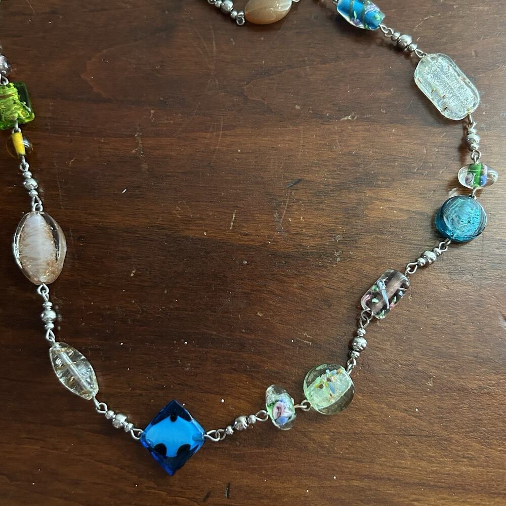 Premier Designs Murano Art Style Venetian Glass Beaded Necklace 35" Beautiful - Picture 3 of 3